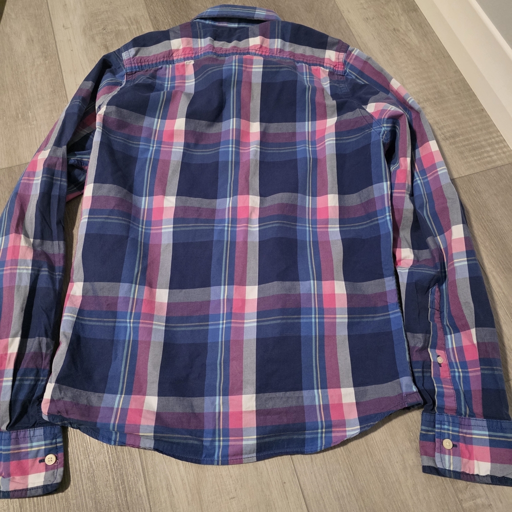 Abercrombie & Fitch Plaid Button-Up Shirt Blue Pink XL Muscle Fit - Picture 9 of 9
